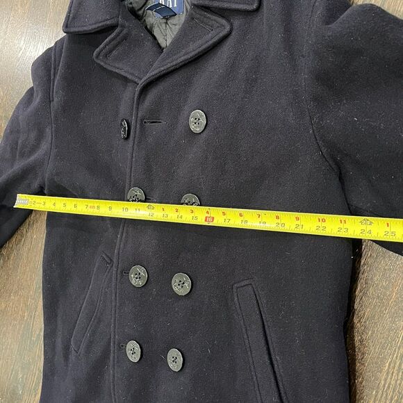 Vintage Gap Pea Coat Men's Medium Navy Quilted Wool Blend Nautical Jacket - Picture 9 of 9